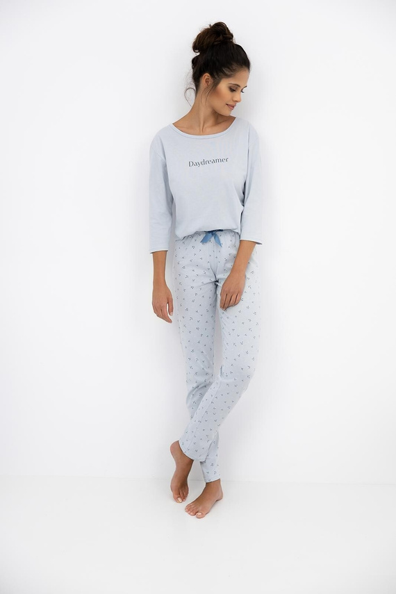 Pijamale Daydreamer Sensis 3/4 pentru femei, albastru porumbel - Set de pijamale din bumbac cu pantaloni lungi