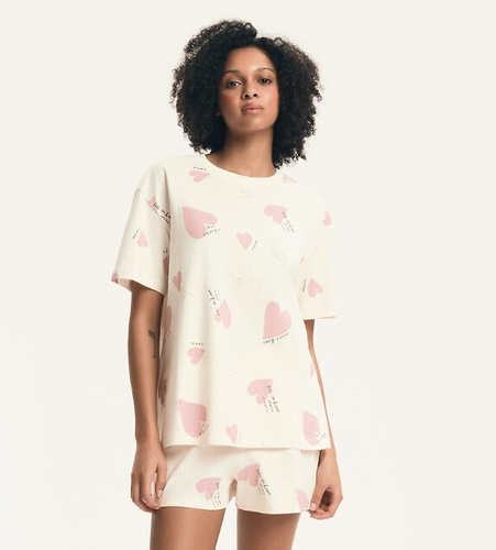 Pijama damă Elain 44498 Henderson – 100% bumbac, șorturi, inimioare