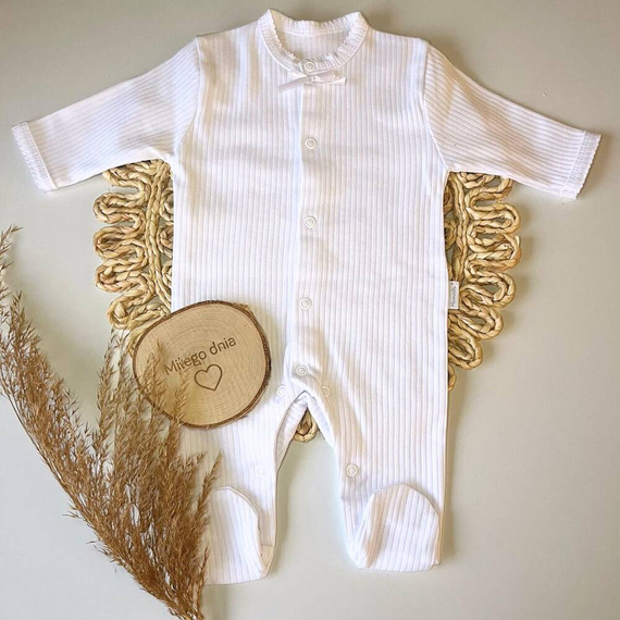 PA083 Salopeta pentru bebelusi cu dungi Mamatti - alb