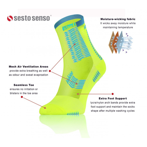 SKB01 Sport Socks Sosete sport universale Sesto Senso galben neon