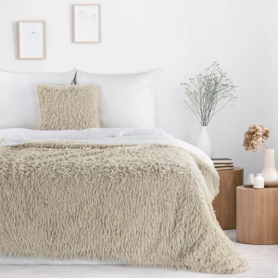 Pătură Adore, pătură de blană pufoasă, Eurodrape, bej