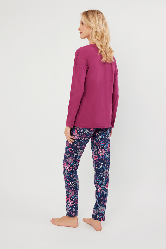 Folk Pijama pentru femei cu mânecă lungă, pantaloni lungi Italian Fashion - mure/print