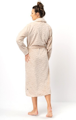 LG: Halat de baie pentru femei 605 Key - bej, moale, guler șal