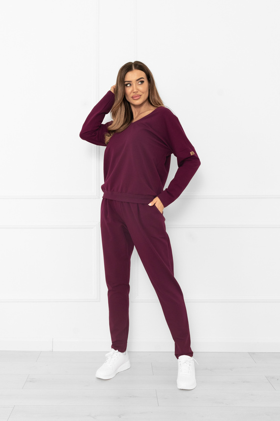 Set trening pentru femei Karina Italian Fashion burgundy - bumbac, confortabil