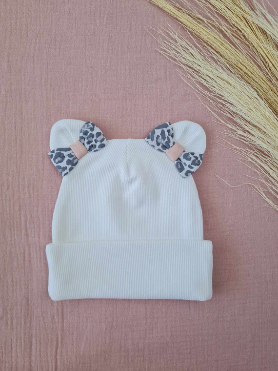 715PK Pălărie cu urechi cu nervuri duble Marija - ecru