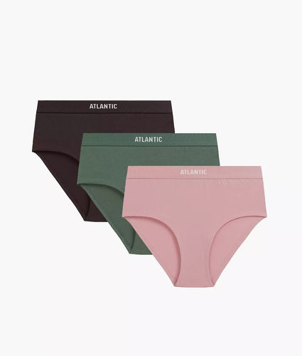 Atlantic 3CLP-009/Z26 Maxi Sport chiloți damă 3-pack 95% bumbac maro-roz-verde