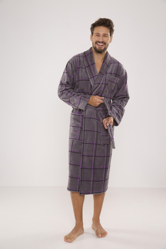 803 / 819 Halat de baie pentru bărbați Twin Forex - gri cu carouri mov (gri cu carouri)