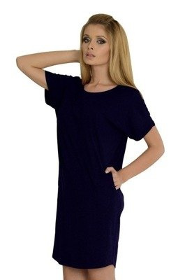 523 Paula cămașă de noapte kr. manșon - albastru marin