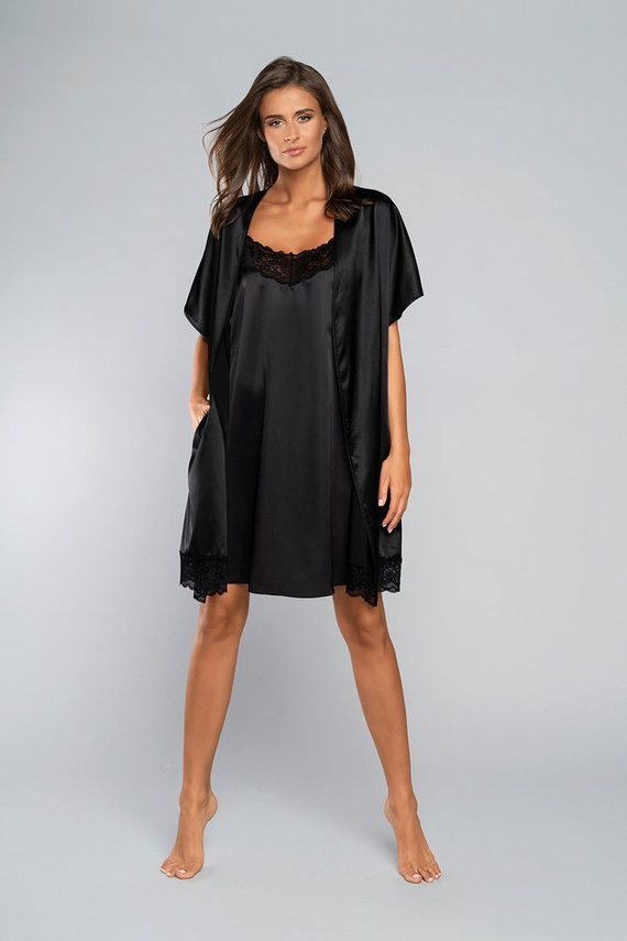 Touch Halat de baie cu mânecă scurtă Italian Fashion - negru