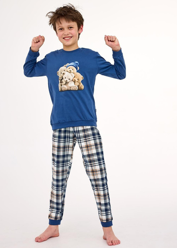 593/174 966/174 Cornette Bears pijamale băieți | Bumbac, mâneci lungi, pantaloni în carouri