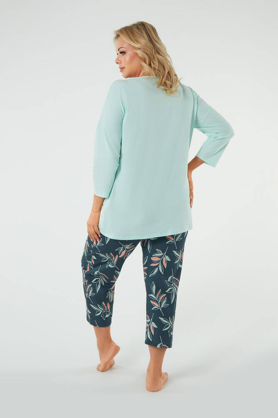 Julietta Pijama de damă mâneci 3/4, pantaloni 7/8 Modă italiană - fistic/print 