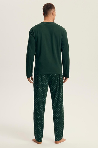 Pijamale Henderson Core 43478 Lush pentru bărbați verde – bumbac, mâneci lungi, ambalaj elegant