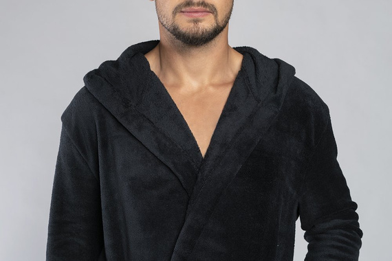 Mimas Halat de baie cu glugă pentru bărbați Italian Fashion - gri 