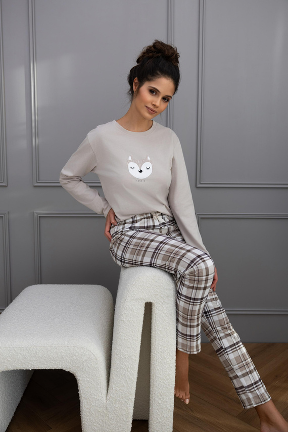 Pijamale Tinsley Sensis pentru femei - bumbac, lungi, în carouri