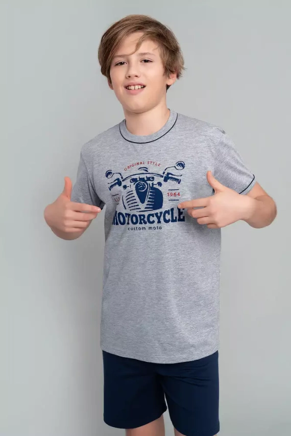 Gibson Boys' pijamale cu mânecă scurtă, pantaloni Italian Fashion- melange