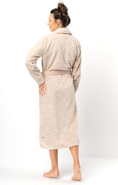 LG: Halat de baie pentru femei 605 Key - bej, moale, guler șal
