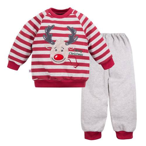 Pijama din bumbac Hi Reindeer Eevi - visiniu