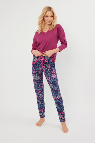 Folk Pijama pentru femei cu mânecă lungă, pantaloni lungi Italian Fashion - mure/print