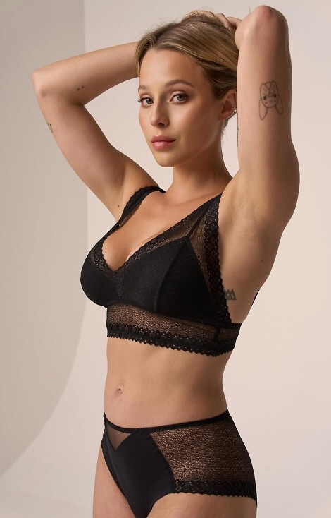 212 Chiloți negri de damă Babell - bumbac cu plasă la spate