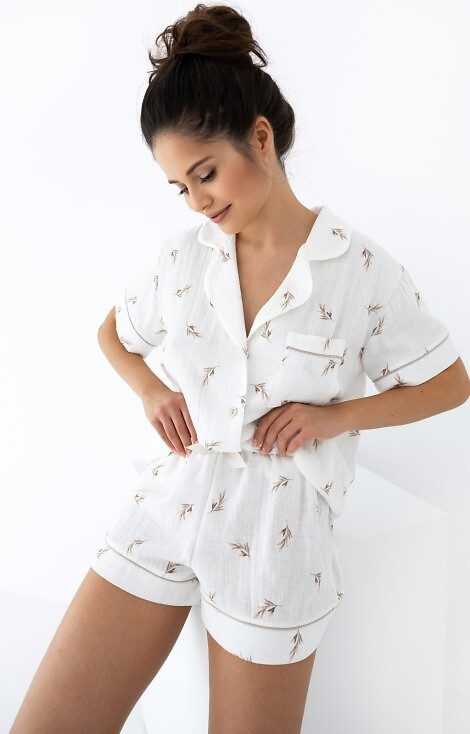 Pijama de muselina pentru dama Sensis Nastia - Ecru