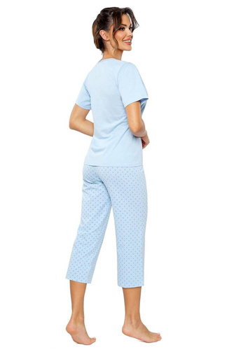 Pijama dama Sky 3/4 Donna albastra