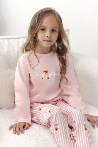 Pijamale pentru fete Taro 3647 Nola roz, 100% bumbac, mânecă lungă