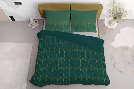 5023 A Lenjerie de pat din microfibră auriu art deco Detexpol verde sticla