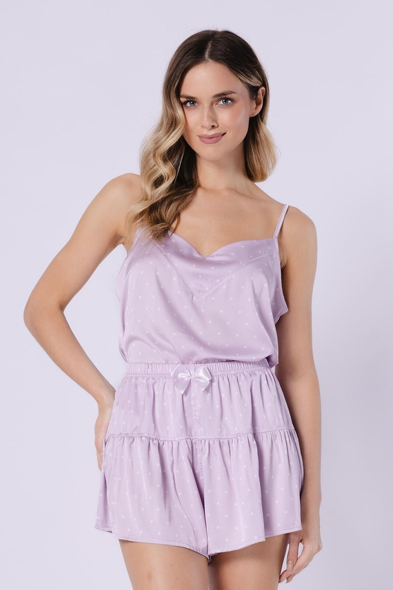 1743 Giw Leveza Pijama Damă Satin Lavandă cu Pantaloni Scurți