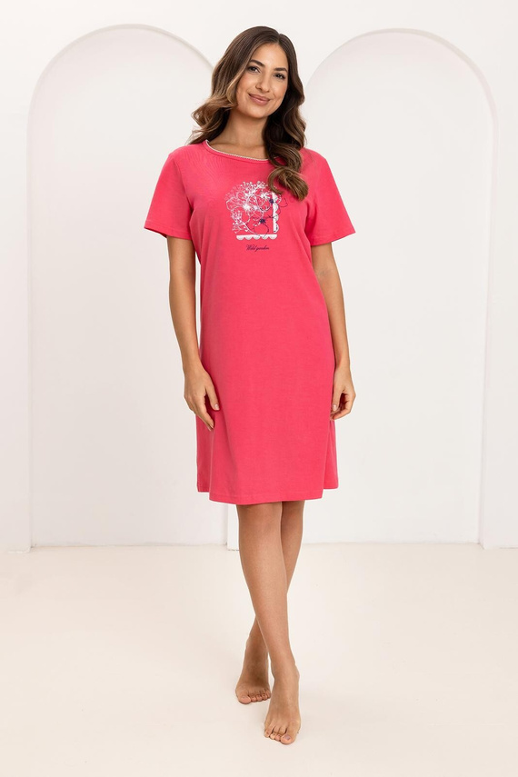 Pijama Regina 174, 100% bumbac, cu print, mânecă scurtă, confort pentru fiecare noapte