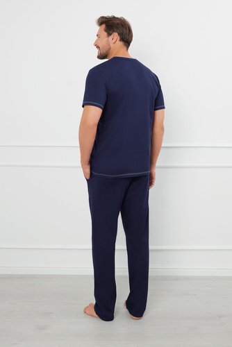 Salomon Pijama cu mânecă scurtă pentru bărbați, pantaloni lungi Italian Fashion - albastru marin / albastru