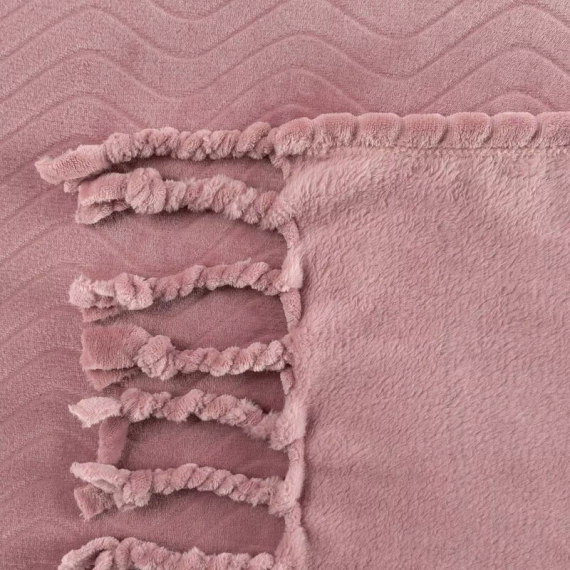 Cuvertura de pat Emma Patura cu franjuri Eurodraperii pudra