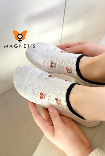 CO241113 Sosete dama Cherries Magnetis - 2 ecru