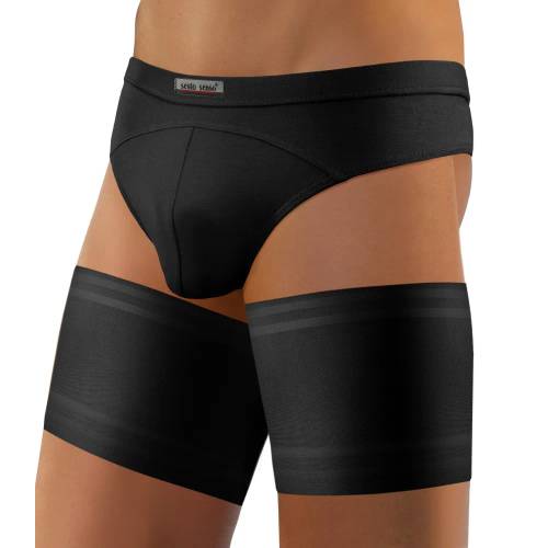 Benzi autoportante pentru coapsa barbati Sesto Senso, negre