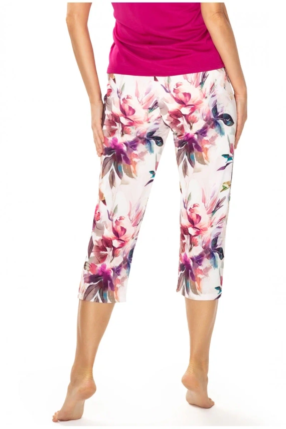 86660 Pantaloni scurți de pijama Larisa 7/8 Pescăruș cu imprimeu floral