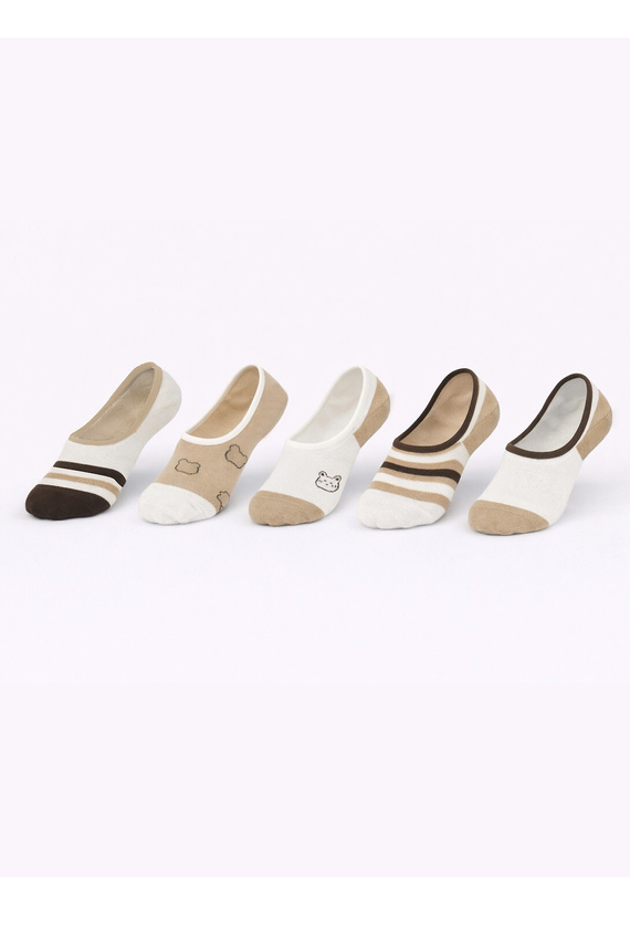 Șosete balerini damă Noviti ST092 – bumbac cu silicon pe călcâi beige A