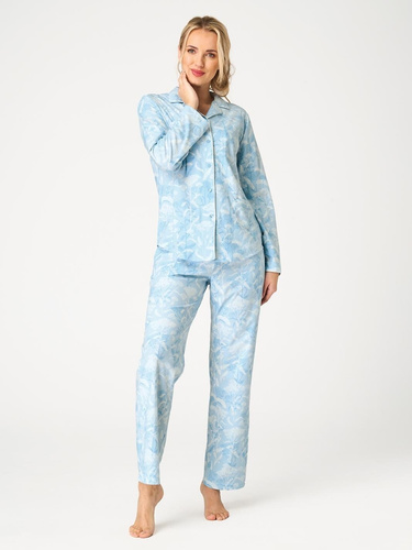 Pijamale damă Key LNS 657 B26 albastru deschis – lungă, cu nasturi