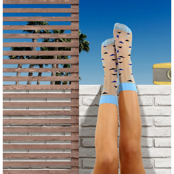 Șosete de damă din nailon Sesto Senso, triunghiuri, albastre