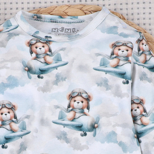 NINI ABN-5746/JSZ body pentru bebeluși 100% bambus Baby Bear Pilot cu capse