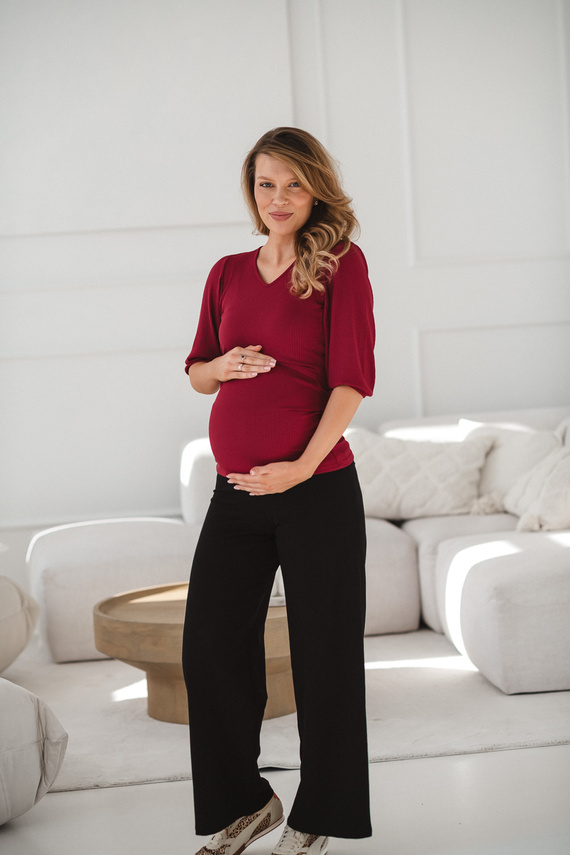 Pantaloni largi de maternitate Wide Flow Milk & Love cu talie 2în1, negri