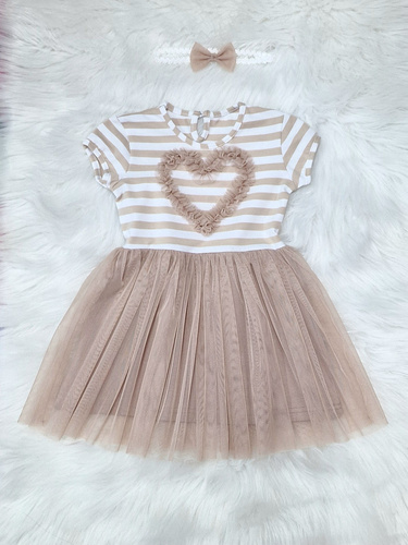 Rochie Gracja Bambarillo cu maneca scurta, bej