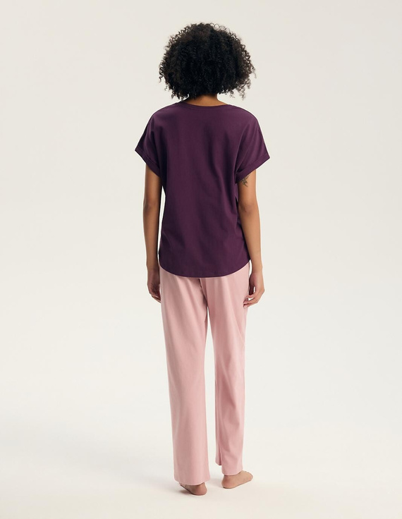 Henderson Galla 45445 Pijamale damă 100% bumbac Pantaloni lungi violet-roz prăfuit