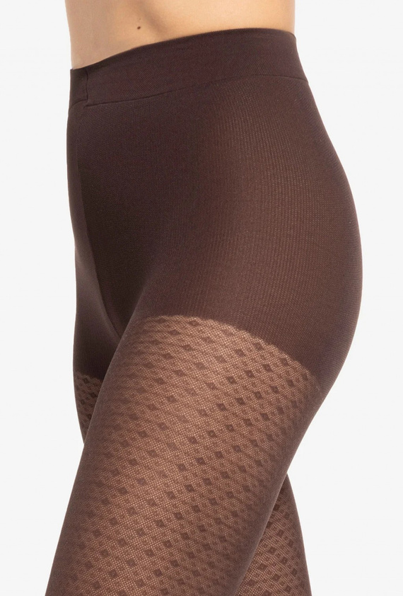 Gatta Wedel wz.03 Colanți 40 den – model geometric, ciocolată neagră