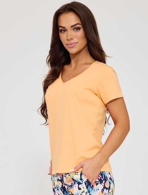 Cornette 875/357 Violetta 2 portocalie Pijamale damă bumbac 7/8 cu flori