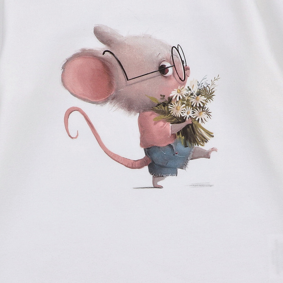 Bluză cu mânecă lungă ecru KAR-3008 Lagarto Verde pentru fete – elegantă, din bumbac, producție poloneză