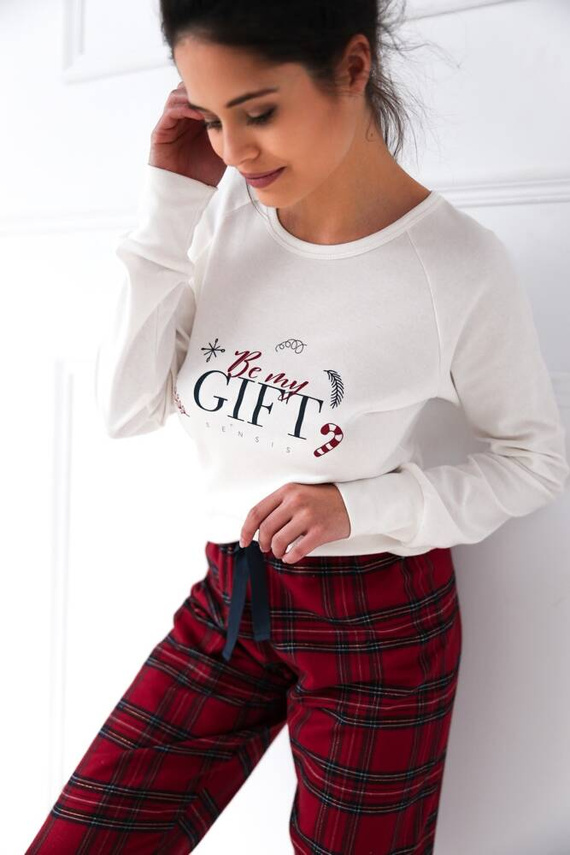 Pijama pentru femei Maribel Interlock Sensis - crem