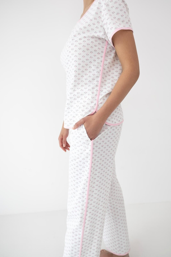 Pijama damă Lexie Sensis 100% bumbac cu pantaloni lungi roz