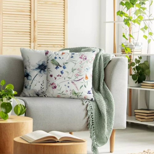 Față pernă 45x45 Mink 36 Eurofirany catifea flori decorativă