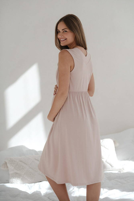 Cămașă de noapte de maternitate și alăptare Star Light din bambus Milk&Love, roz pudrat