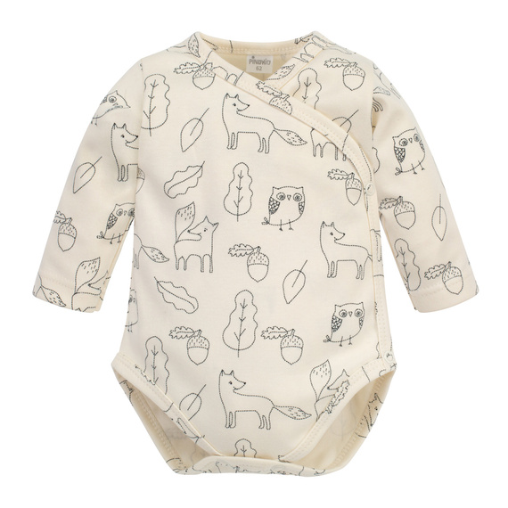 Body cu mâneci lungi Pinocchio Secret Forest - vulpe ecru