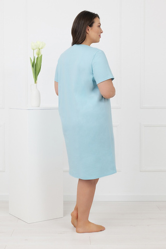 Hemaria Italian Fashion cămașă de noapte damă plus size din bumbac, turcoaz